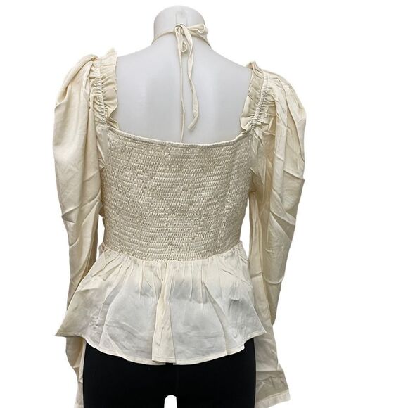 SIX / FIFTY CLOTHING the ruby blouse [ivory] Square neck, ruched‎ size L New - Picture 2 of 5